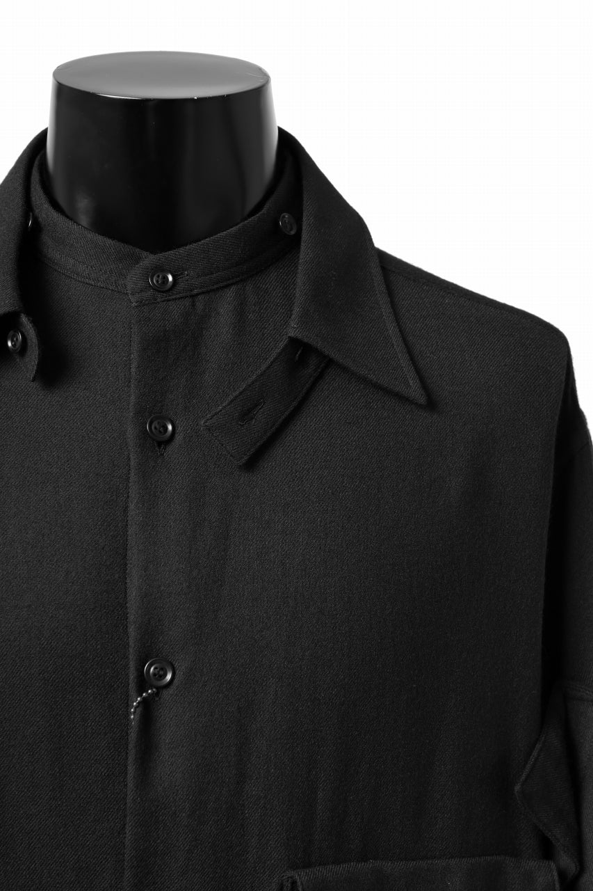 画像をギャラリービューアに読み込む, Y's BANG ON! No.168 WOOL VIYELLA DETACHABLE COLLAR SHIRTS (BLACK)