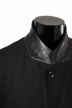 画像をギャラリービューアに読み込む, Y's BANG ON! No.176 WOOL MELTON SMOOTH + COW LEATHER 2-STEP RIB JACKET (BLACK)