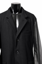 画像をギャラリービューアに読み込む, Y's BANG ON! No.176 WOOL MELTON SMOOTH + COW LEATHER 2-STEP RIB JACKET (BLACK)