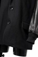 画像をギャラリービューアに読み込む, Y's BANG ON! No.176 WOOL MELTON SMOOTH + COW LEATHER 2-STEP RIB JACKET (BLACK)