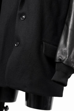 画像をギャラリービューアに読み込む, Y's BANG ON! No.176 WOOL MELTON SMOOTH + COW LEATHER 2-STEP RIB JACKET (BLACK)