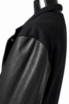 画像をギャラリービューアに読み込む, Y's BANG ON! No.176 WOOL MELTON SMOOTH + COW LEATHER 2-STEP RIB JACKET (BLACK)