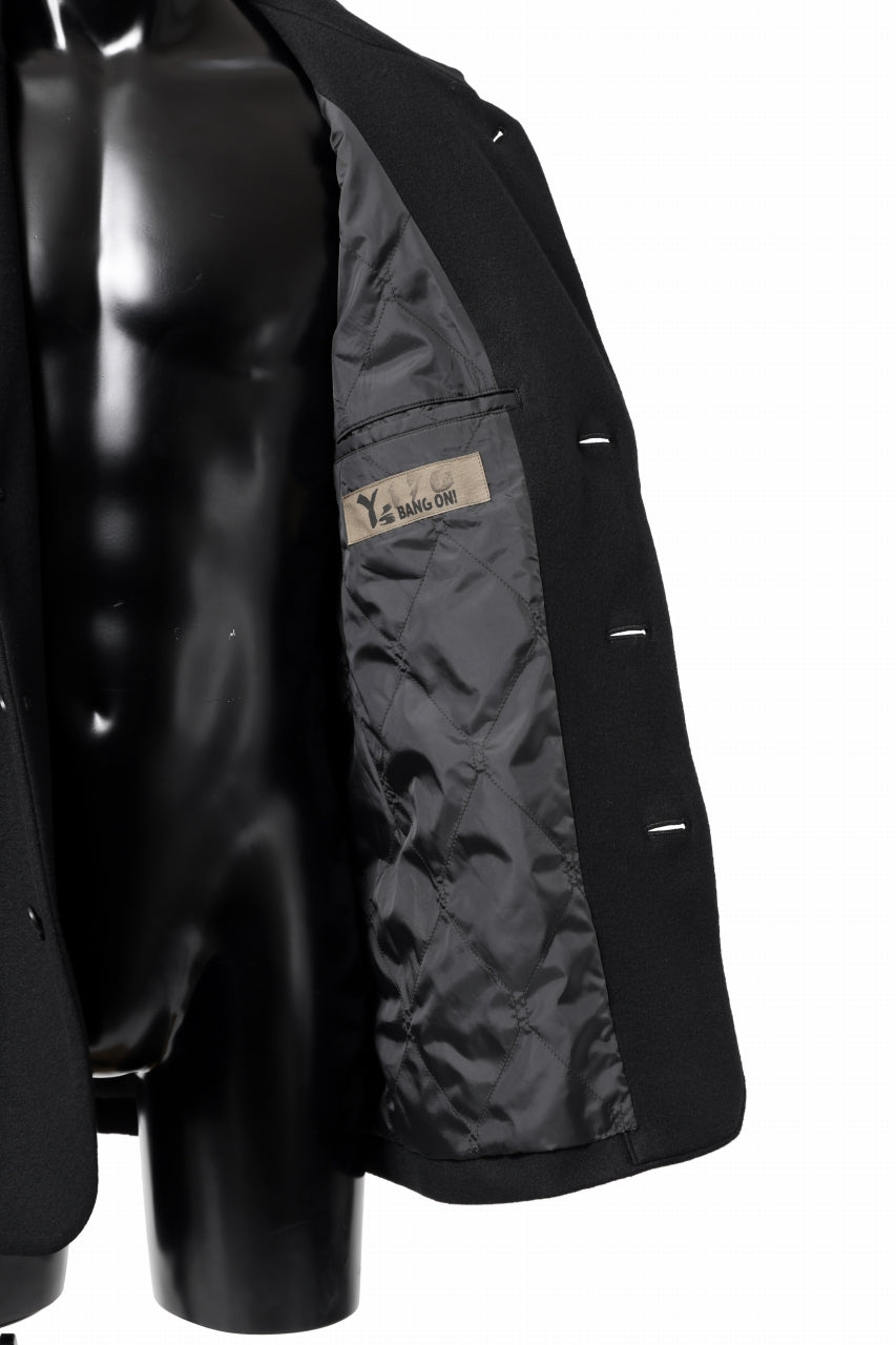 画像をギャラリービューアに読み込む, Y's BANG ON! No.176 WOOL MELTON SMOOTH + COW LEATHER 2-STEP RIB JACKET (BLACK)