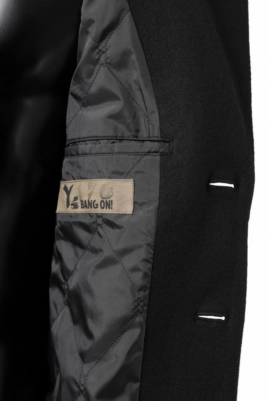 画像をギャラリービューアに読み込む, Y's BANG ON! No.176 WOOL MELTON SMOOTH + COW LEATHER 2-STEP RIB JACKET (BLACK)