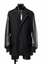 画像をギャラリービューアに読み込む, Y's BANG ON! No.176 WOOL MELTON SMOOTH + COW LEATHER 2-STEP RIB JACKET (BLACK)