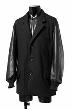 画像をギャラリービューアに読み込む, Y's BANG ON! No.176 WOOL MELTON SMOOTH + COW LEATHER 2-STEP RIB JACKET (BLACK)