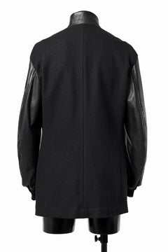 画像をギャラリービューアに読み込む, Y's BANG ON! No.176 WOOL MELTON SMOOTH + COW LEATHER 2-STEP RIB JACKET (BLACK)