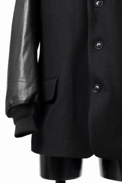 画像をギャラリービューアに読み込む, Y's BANG ON! No.176 WOOL MELTON SMOOTH + COW LEATHER 2-STEP RIB JACKET (BLACK)