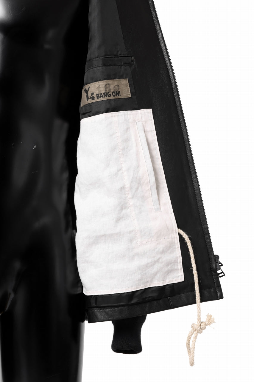 画像をギャラリービューアに読み込む, Y's BANG ON! No.180 COW LEATHER + TWEED BACK TACK BLOUSON (BLACK)