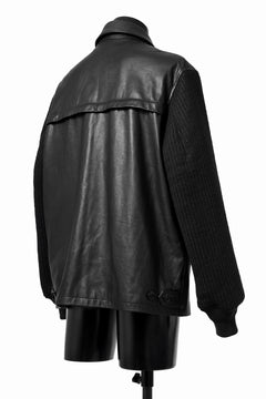 画像をギャラリービューアに読み込む, Y's BANG ON! No.180 COW LEATHER + TWEED BACK TACK BLOUSON (BLACK)