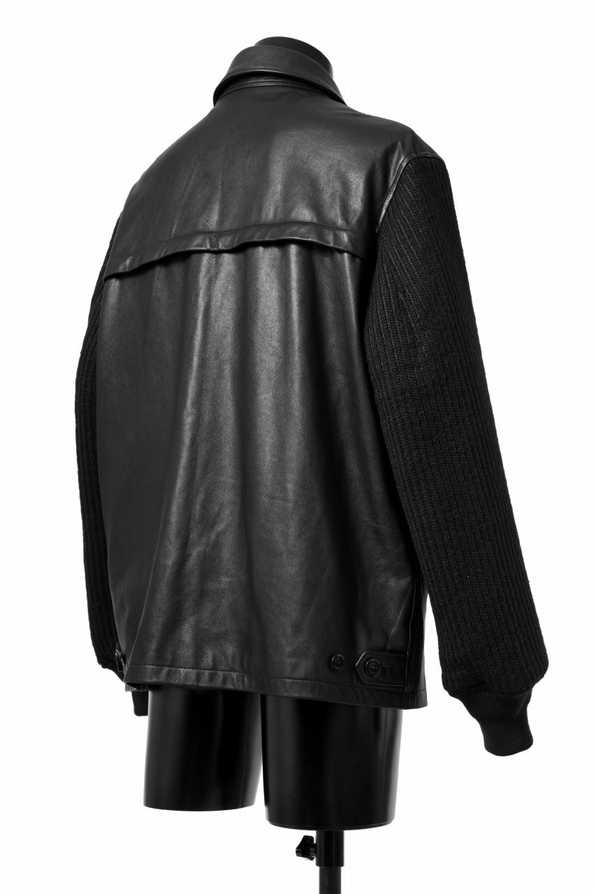 画像をギャラリービューアに読み込む, Y's BANG ON! No.180 COW LEATHER + TWEED BACK TACK BLOUSON (BLACK)