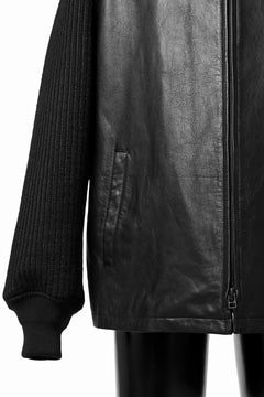 画像をギャラリービューアに読み込む, Y's BANG ON! No.180 COW LEATHER + TWEED BACK TACK BLOUSON (BLACK)