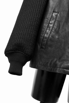 画像をギャラリービューアに読み込む, Y's BANG ON! No.180 COW LEATHER + TWEED BACK TACK BLOUSON (BLACK)