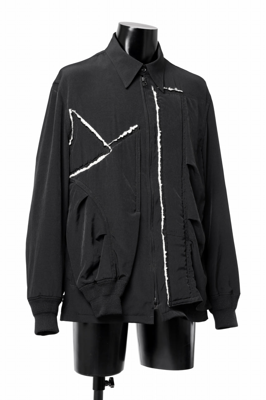 画像をギャラリービューアに読み込む, Y's BANG ON! No.193 CREPE DE CHINE PATCHED BLOUSON (BLACK)
