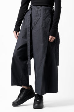 画像をギャラリービューアに読み込む, Y's WRAP WAIST PANTS ARMY-DETAIL / BACK SATIN VULCANIZATION COTTON (BLACK)