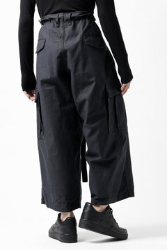 画像をギャラリービューアに読み込む, Y&#39;s WRAP WAIST PANTS ARMY-DETAIL / BACK SATIN VULCANIZATION COTTON (BLACK)