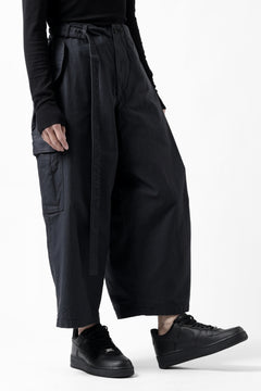画像をギャラリービューアに読み込む, Y's WRAP WAIST PANTS ARMY-DETAIL / BACK SATIN VULCANIZATION COTTON (BLACK)
