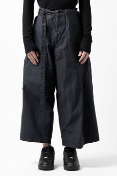 画像をギャラリービューアに読み込む, Y's WRAP WAIST PANTS ARMY-DETAIL / BACK SATIN VULCANIZATION COTTON (BLACK)