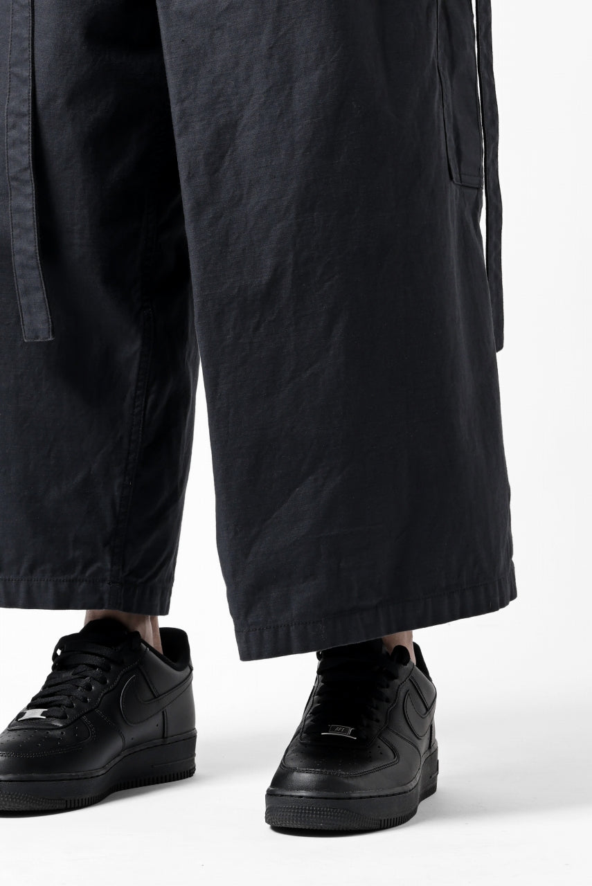 画像をギャラリービューアに読み込む, Y's WRAP WAIST PANTS ARMY-DETAIL / BACK SATIN VULCANIZATION COTTON (BLACK)