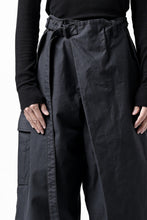 画像をギャラリービューアに読み込む, Y's WRAP WAIST PANTS ARMY-DETAIL / BACK SATIN VULCANIZATION COTTON (BLACK)