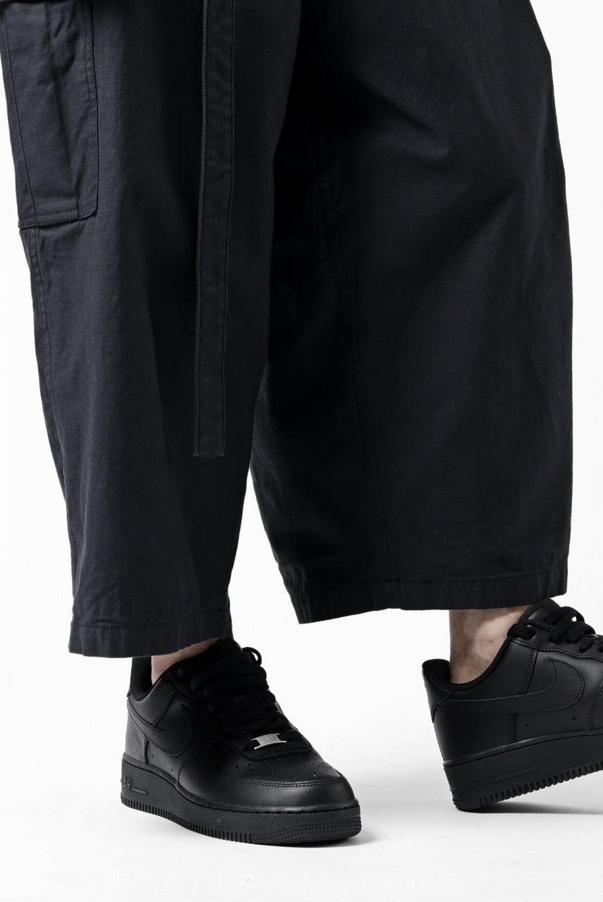 画像をギャラリービューアに読み込む, Y's WRAP WAIST PANTS ARMY-DETAIL / BACK SATIN VULCANIZATION COTTON (BLACK)