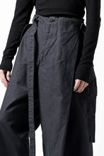 画像をギャラリービューアに読み込む, Y's WRAP WAIST PANTS ARMY-DETAIL / BACK SATIN VULCANIZATION COTTON (BLACK)