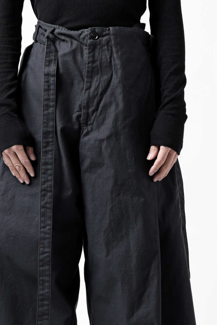 画像をギャラリービューアに読み込む, Y's WRAP WAIST PANTS ARMY-DETAIL / BACK SATIN VULCANIZATION COTTON (BLACK)