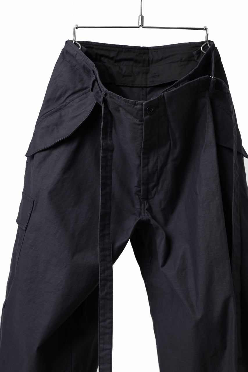 画像をギャラリービューアに読み込む, Y's WRAP WAIST PANTS ARMY-DETAIL / BACK SATIN VULCANIZATION COTTON (BLACK)