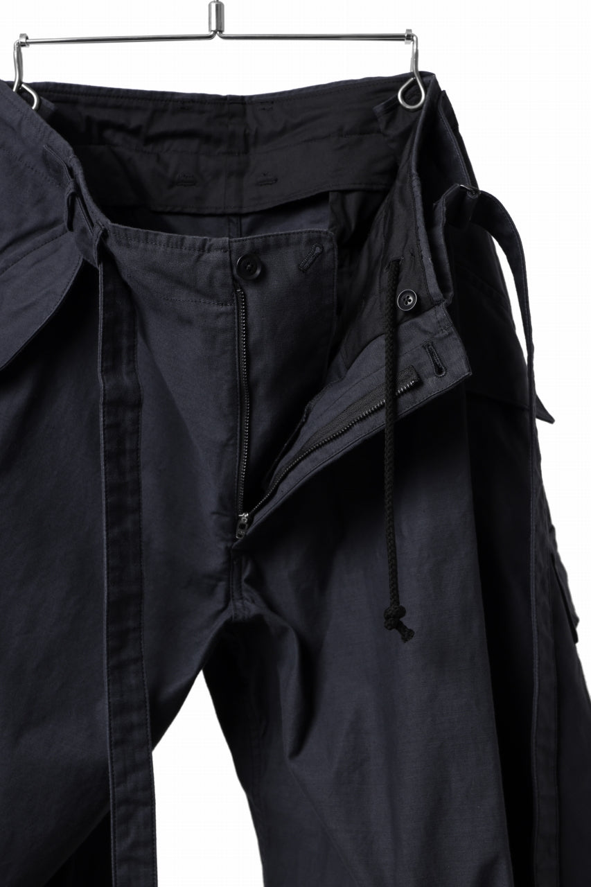 画像をギャラリービューアに読み込む, Y's WRAP WAIST PANTS ARMY-DETAIL / BACK SATIN VULCANIZATION COTTON (BLACK)