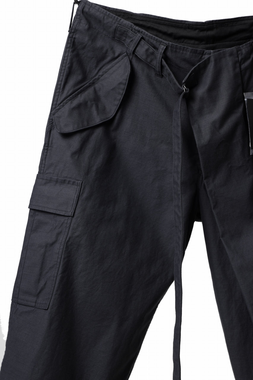 画像をギャラリービューアに読み込む, Y's WRAP WAIST PANTS ARMY-DETAIL / BACK SATIN VULCANIZATION COTTON (BLACK)