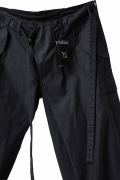画像をギャラリービューアに読み込む, Y's WRAP WAIST PANTS ARMY-DETAIL / BACK SATIN VULCANIZATION COTTON (BLACK)