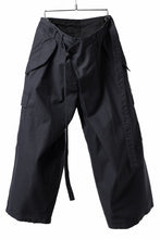 画像をギャラリービューアに読み込む, Y's WRAP WAIST PANTS ARMY-DETAIL / BACK SATIN VULCANIZATION COTTON (BLACK)