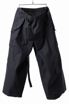 画像をギャラリービューアに読み込む, Y&#39;s WRAP WAIST PANTS ARMY-DETAIL / BACK SATIN VULCANIZATION COTTON (BLACK)