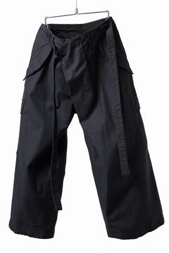 画像をギャラリービューアに読み込む, Y's WRAP WAIST PANTS ARMY-DETAIL / BACK SATIN VULCANIZATION COTTON (BLACK)