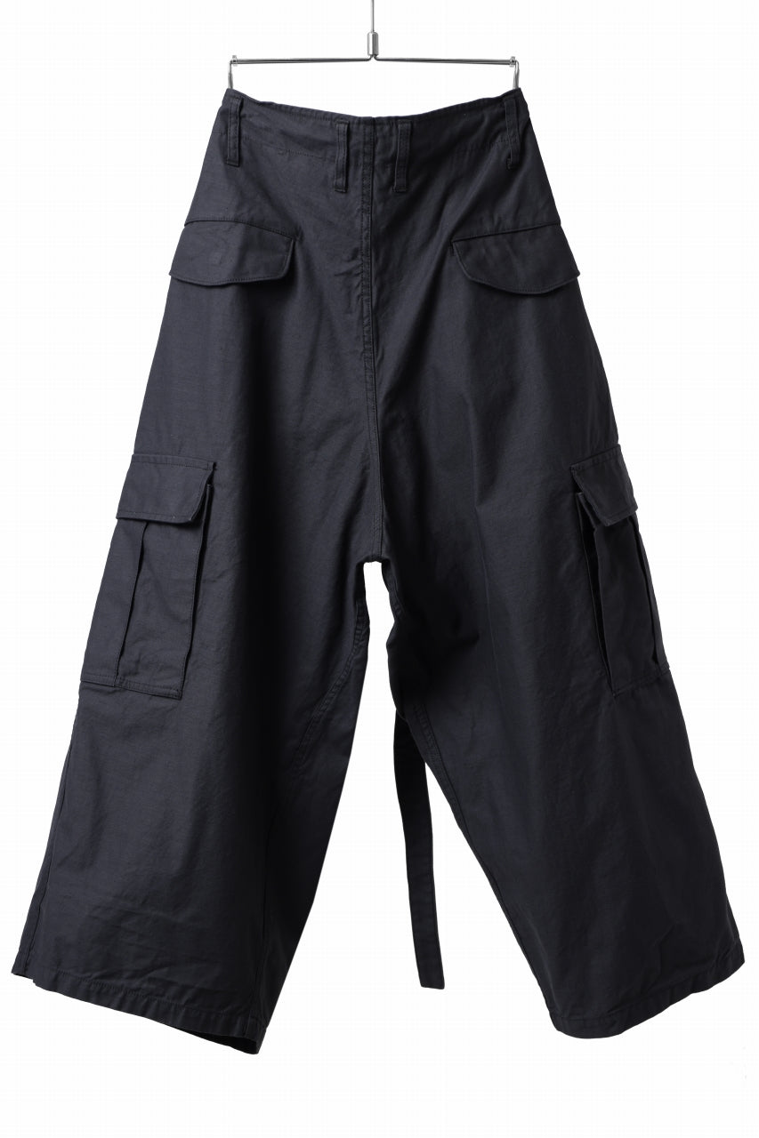 画像をギャラリービューアに読み込む, Y's WRAP WAIST PANTS ARMY-DETAIL / BACK SATIN VULCANIZATION COTTON (BLACK)