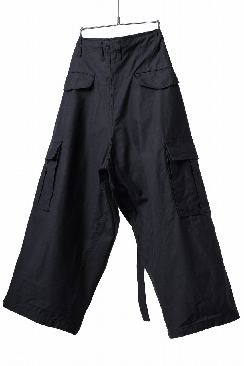 画像をギャラリービューアに読み込む, Y's WRAP WAIST PANTS ARMY-DETAIL / BACK SATIN VULCANIZATION COTTON (BLACK)