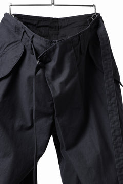 画像をギャラリービューアに読み込む, Y's WRAP WAIST PANTS ARMY-DETAIL / BACK SATIN VULCANIZATION COTTON (BLACK)