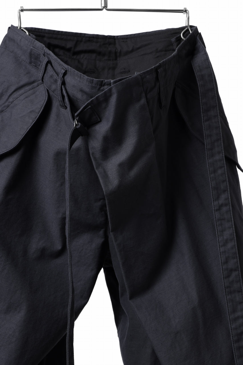 画像をギャラリービューアに読み込む, Y's WRAP WAIST PANTS ARMY-DETAIL / BACK SATIN VULCANIZATION COTTON (BLACK)