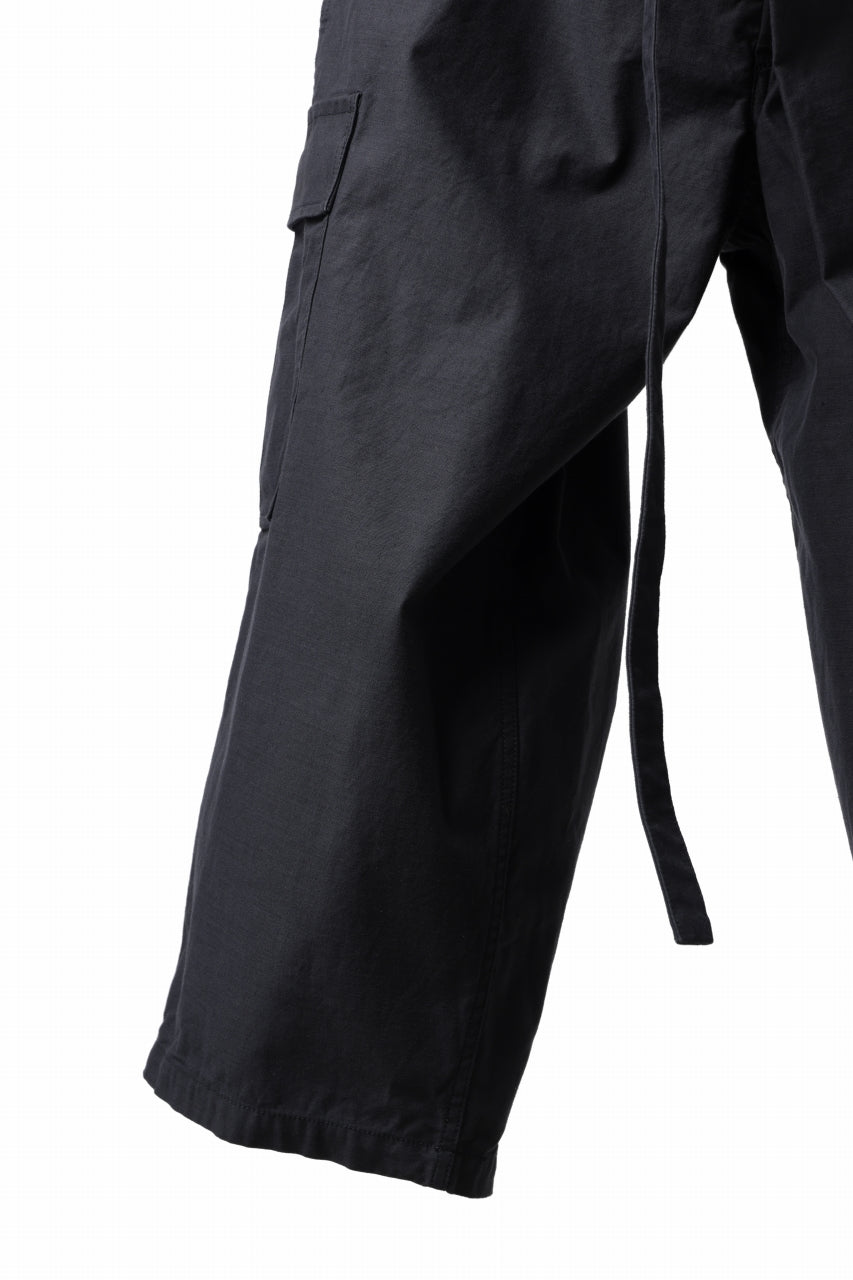 画像をギャラリービューアに読み込む, Y's WRAP WAIST PANTS ARMY-DETAIL / BACK SATIN VULCANIZATION COTTON (BLACK)