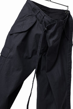 画像をギャラリービューアに読み込む, Y's WRAP WAIST PANTS ARMY-DETAIL / BACK SATIN VULCANIZATION COTTON (BLACK)