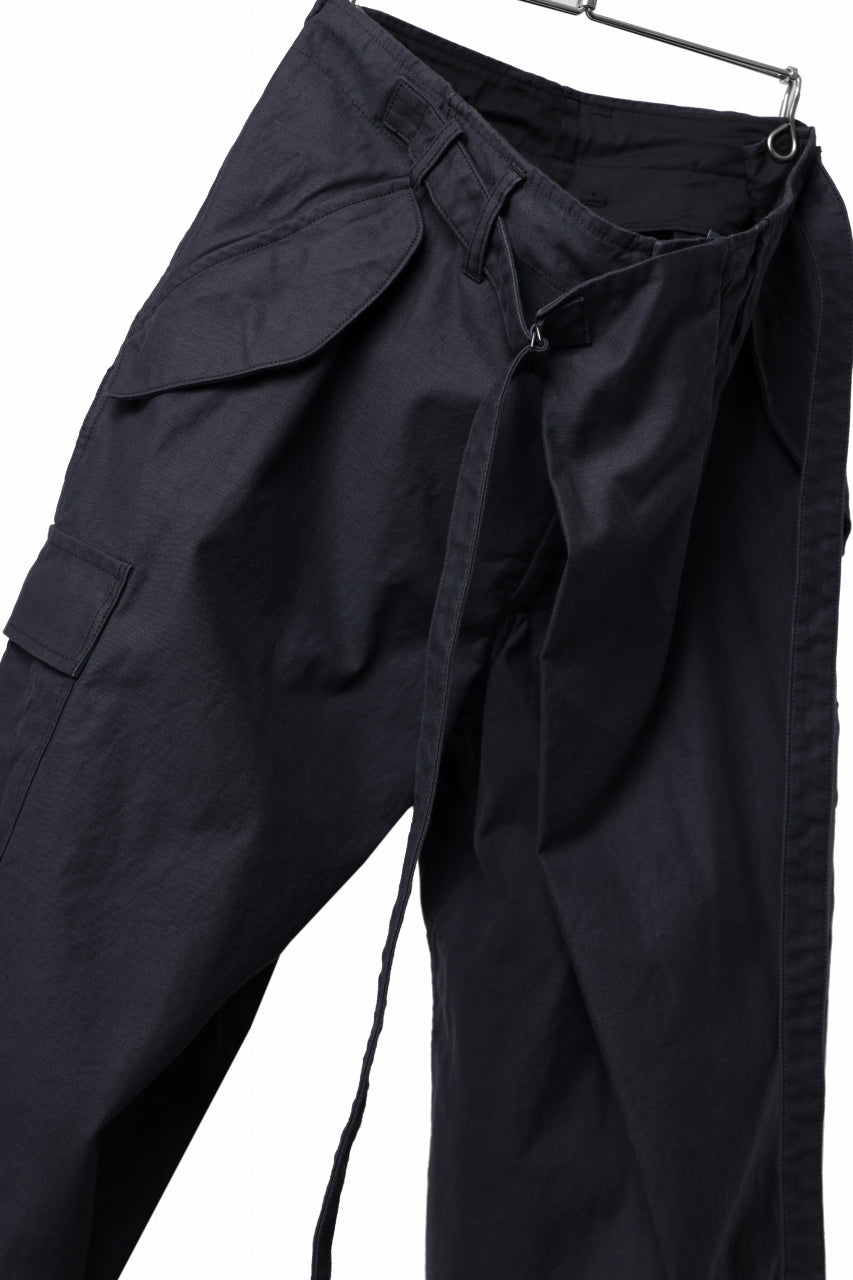 画像をギャラリービューアに読み込む, Y's WRAP WAIST PANTS ARMY-DETAIL / BACK SATIN VULCANIZATION COTTON (BLACK)