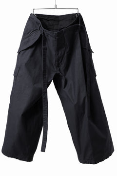 画像をギャラリービューアに読み込む, Y's WRAP WAIST PANTS ARMY-DETAIL / BACK SATIN VULCANIZATION COTTON (BLACK)