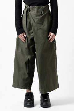 画像をギャラリービューアに読み込む, Y's WRAP WAIST PANTS ARMY-DETAIL / BACK SATIN VULCANIZATION COTTON (KHAKI)