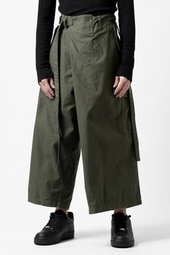 画像をギャラリービューアに読み込む, Y's WRAP WAIST PANTS ARMY-DETAIL / BACK SATIN VULCANIZATION COTTON (KHAKI)