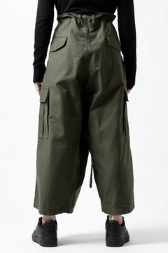 画像をギャラリービューアに読み込む, Y's WRAP WAIST PANTS ARMY-DETAIL / BACK SATIN VULCANIZATION COTTON (KHAKI)