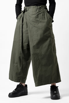 画像をギャラリービューアに読み込む, Y's WRAP WAIST PANTS ARMY-DETAIL / BACK SATIN VULCANIZATION COTTON (KHAKI)