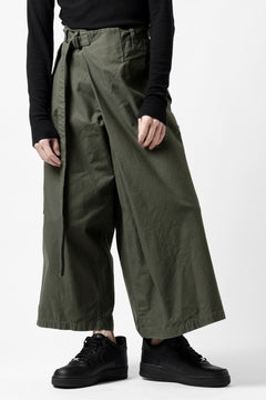 画像をギャラリービューアに読み込む, Y's WRAP WAIST PANTS ARMY-DETAIL / BACK SATIN VULCANIZATION COTTON (KHAKI)