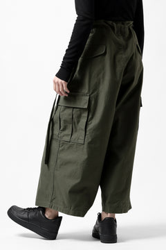 画像をギャラリービューアに読み込む, Y's WRAP WAIST PANTS ARMY-DETAIL / BACK SATIN VULCANIZATION COTTON (KHAKI)