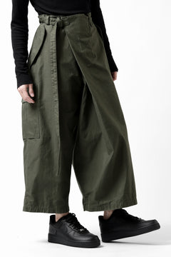 画像をギャラリービューアに読み込む, Y's WRAP WAIST PANTS ARMY-DETAIL / BACK SATIN VULCANIZATION COTTON (KHAKI)