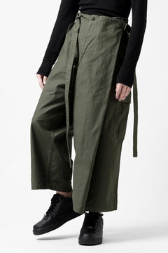 画像をギャラリービューアに読み込む, Y's WRAP WAIST PANTS ARMY-DETAIL / BACK SATIN VULCANIZATION COTTON (KHAKI)